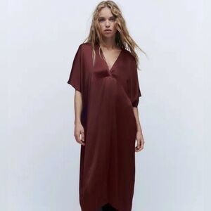 Zara Asymmetrical Dress in Deep Burgundy